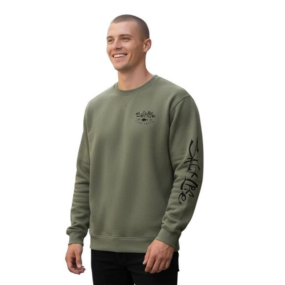 NWT Salt Life Live Salty Men's Crewneck Sweatshirt Olive Size XL MSRP $58 - Picture 1 of 5